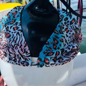 Ingear Women's Swim Top - Blue and Orange Animal Print